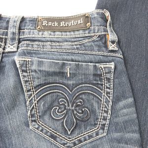 Rock Revival Adele Straight Jeans Womens Size 30 Embellished Denim